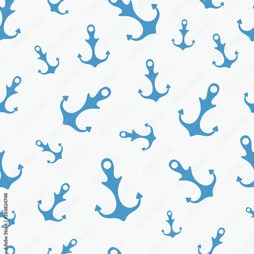 Simple graphic seamless pattern of marine themes. Anchor of ship wrapping paper texture for design. Oceanic vector background, repeating wallpaper Simple graphic seamless pattern of marine themes. Anchor of ship wrapping paper texture for design. Oceanic vector background, repeating wallpaper