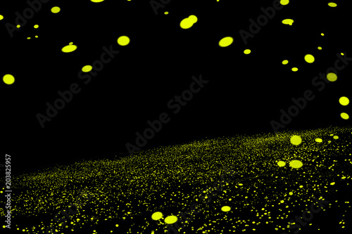 Firefly, lightning bugs on black background photo