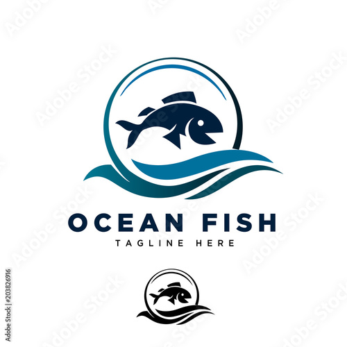 Ocean fish fly logo