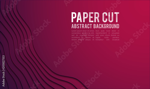Paper cut banner concept. Paper carve Purple gradient for card poster brochure flyer design in red colors. 3d abstract background