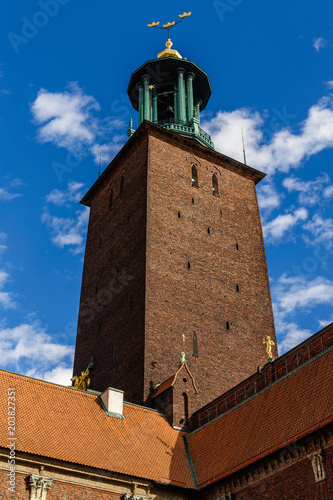 Tower of historic townhall of Stockholm, Sweden