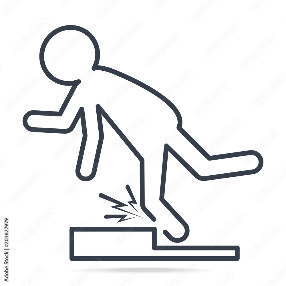 Man tripping over on floor icon, people injury symbol Man tripping over on floor icon, people injury symbol
