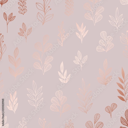 Decorative vector pattern with rose gold imitation