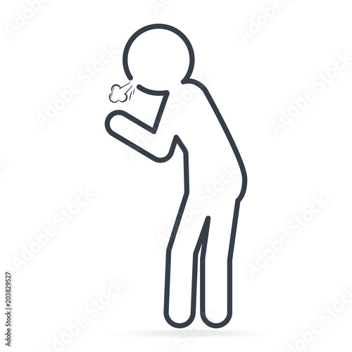 Man Coughing simple line style icon. Medical concept illustration