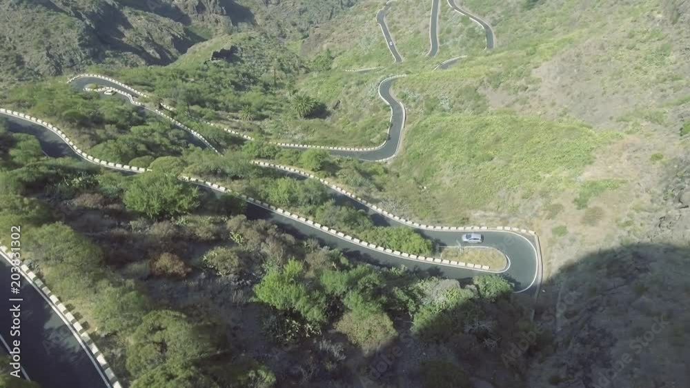 Aerial view of winding road Aerial view of winding road