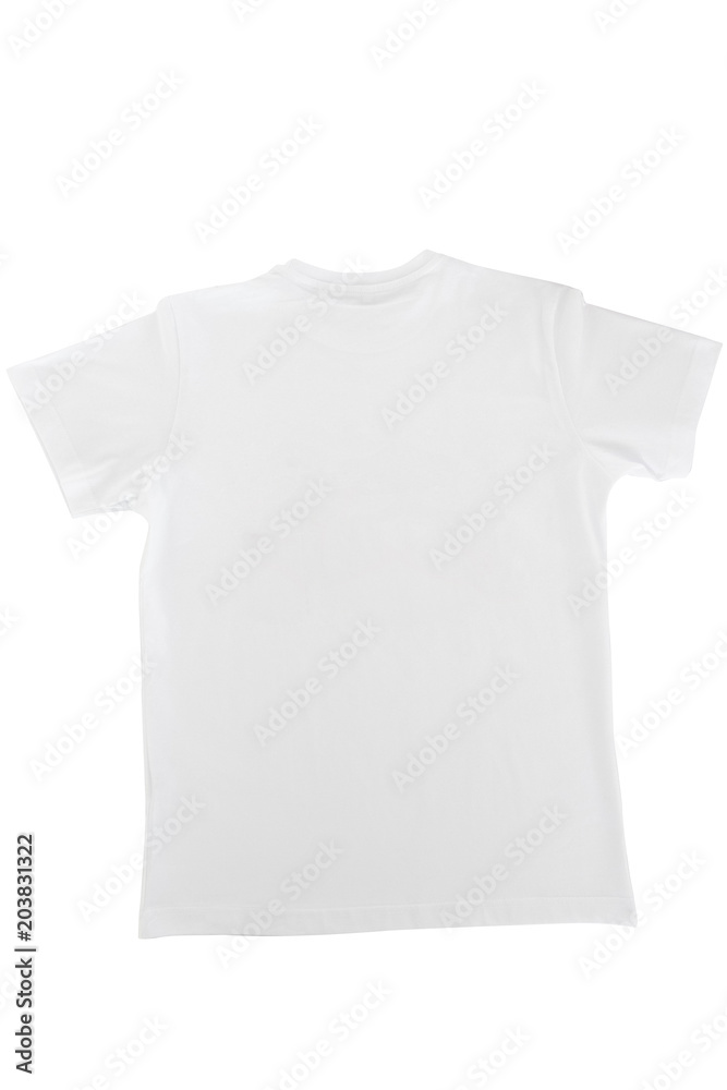 V-neck white t-shirt behind white background V-neck white t-shirt behind white background