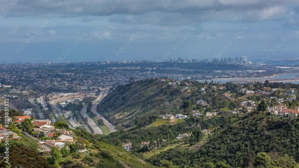 Downtown San Diego and 5 Freeway Cloudscape Aerial Timelapse Downtown San Diego and 5 Freeway Cloudscape Aerial Timelapse
