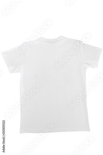 V-neck white t-shirt behind white background 