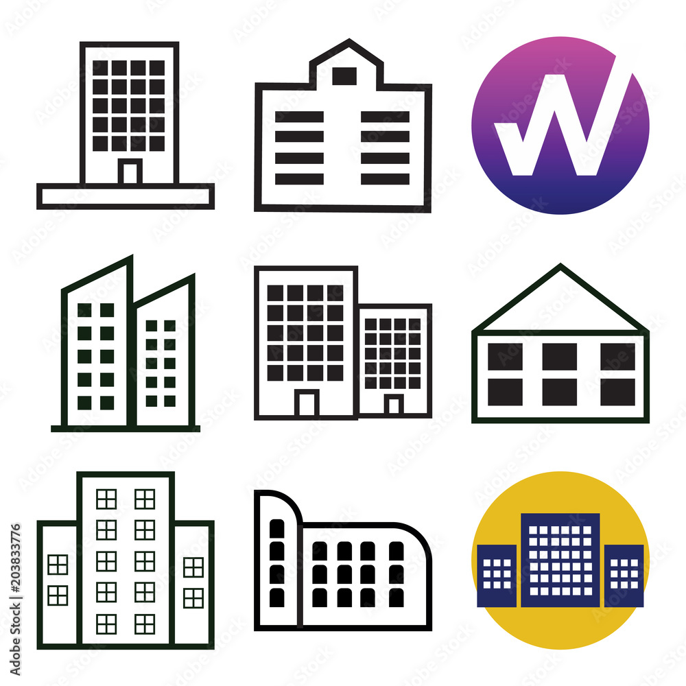 Fototapeta premium Set Of 9 simple editable icons such as Apartment, Apartment, Apartment