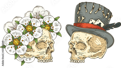 Two Skulls with Decor