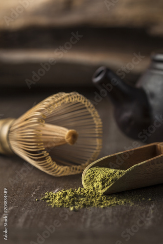 Close up of a matcha powder