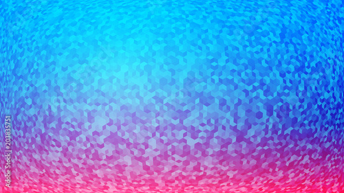 Abstract background of small isometric cubes in light blue and pink colors with the fish eye effect.