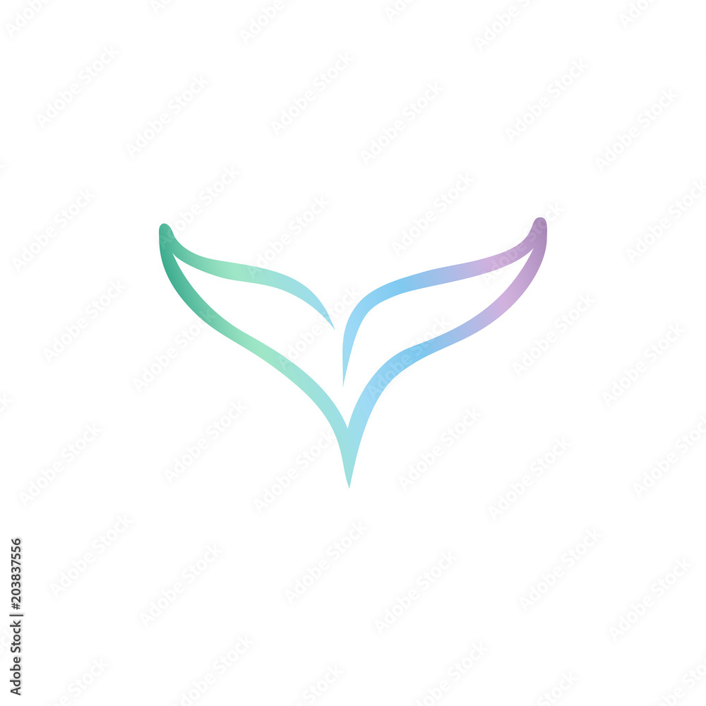 Obraz premium Vector whale tail silhouette logo. Blue whale gradient logotype