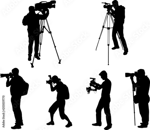 photographers and videographers silhouettes collection - vector photo