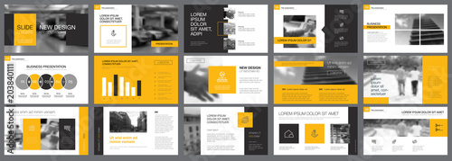 Black and yellow statistics or planning concept infographics set