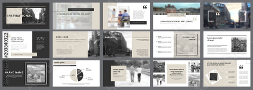 Grey and black consulting or planning concept infographics set