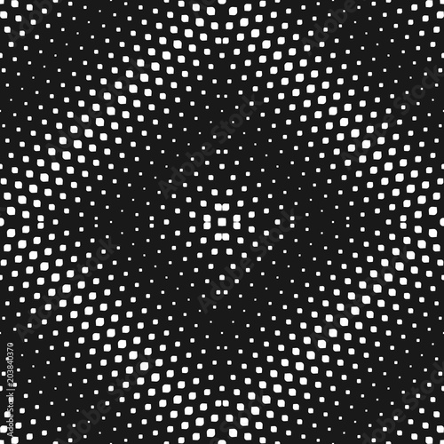 Vector halftone seamless pattern. Radial black & white gradient transition