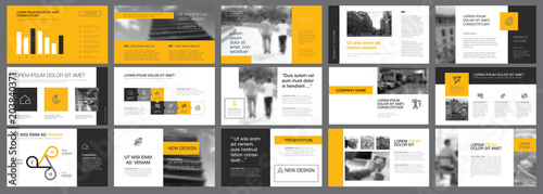 Grey, yellow and white infographic design elements