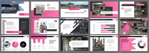 Pink and grey infographic design elements for presentation