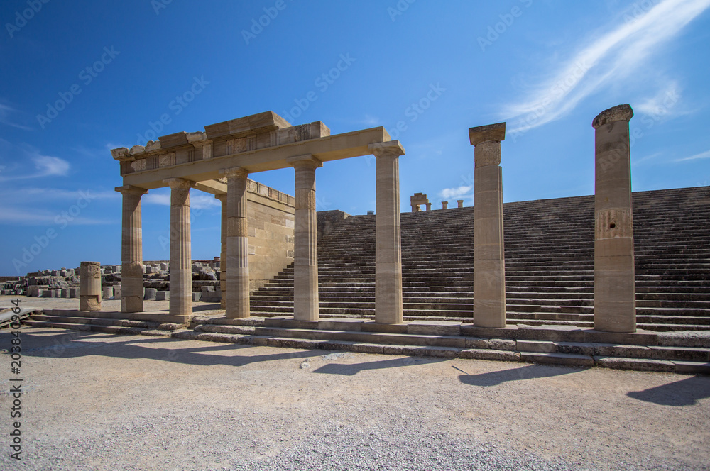 Fototapeta premium Ruins of ancient temple, Lindos, Rhodes island, Greece