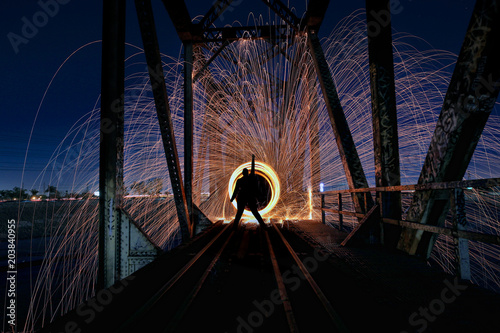 Unique Creative Light Painting With Fire and Tube Lighting photo