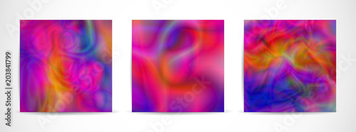 Set of three vector colorful banner with futuristic wavy. Design vector brochure