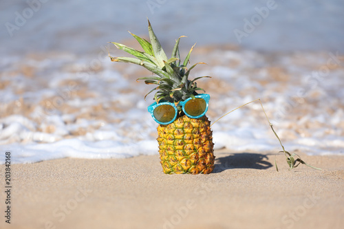 Fotografie Hilarious Pineapple With Personality in the Ocean in Maui