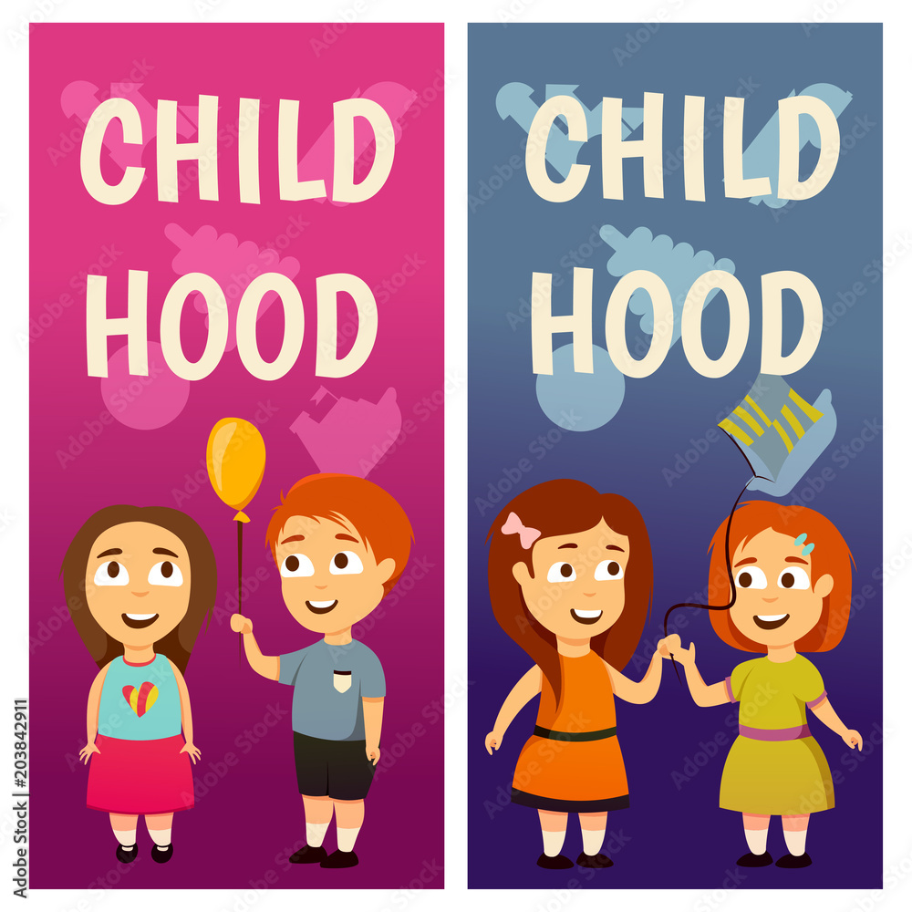 Children. Kindergarten. Education. Lesson. Boys and girls. Banners for advertising Play and grow