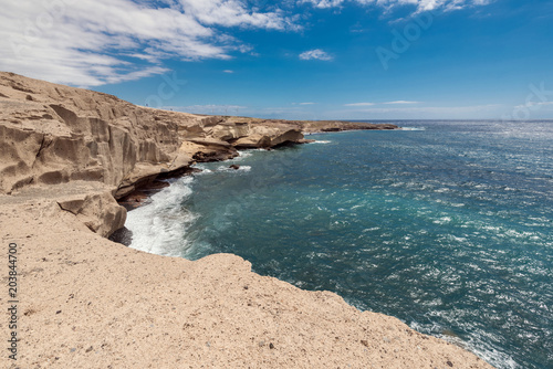 Tajao landscape, volcanic coastline in south Tenerife island, Canary islands, Spain.