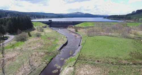 Aerial footage over the Carron Valley Reservoir in Central Scotland. photo