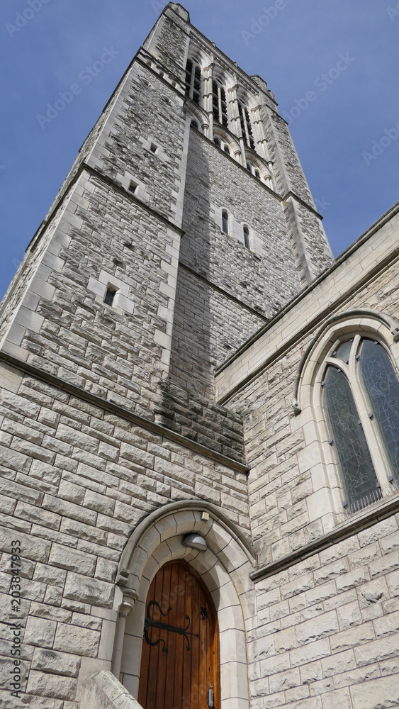 shot of religious chapel or funeral home for funeral service