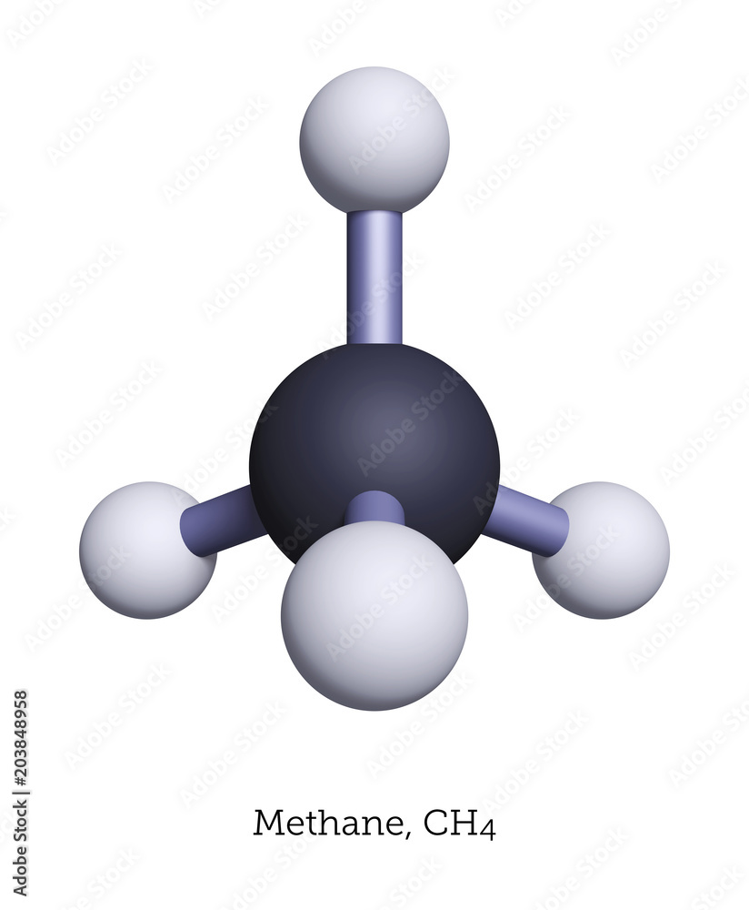 Ball And Stick Model Of Methane Ch With The Periodic Table Of Stock