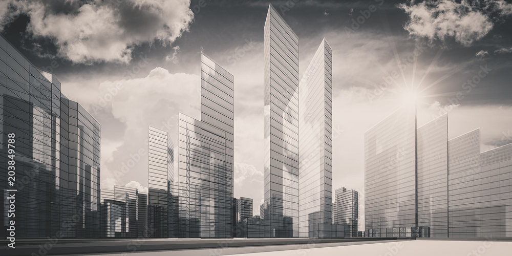 Obraz Miasto w chmur 3d renderingu