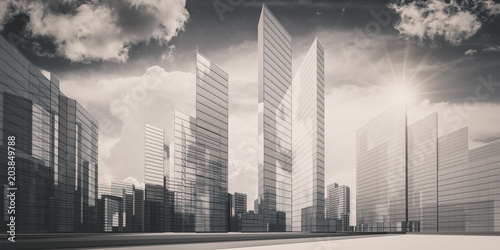 Obraz na płótnie Miasto w chmur 3d renderingu