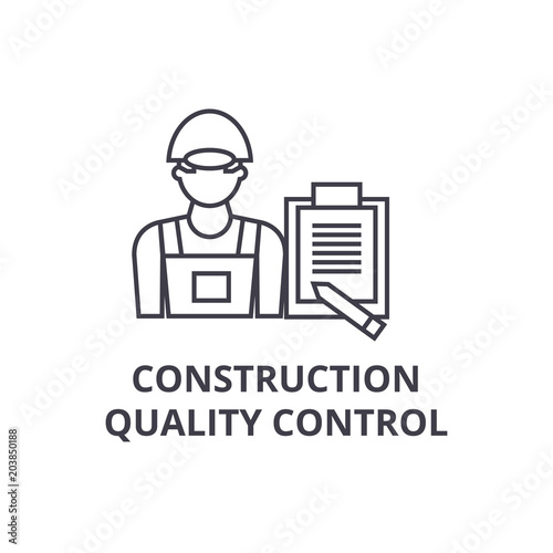 construction quality control vector line icon, sign, illustration on white background, editable strokes