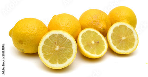 Group of fresh lemons on white background