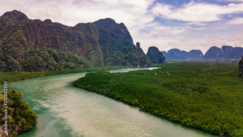 aerial view landscape of  Mountain in Krabi Thailand photo