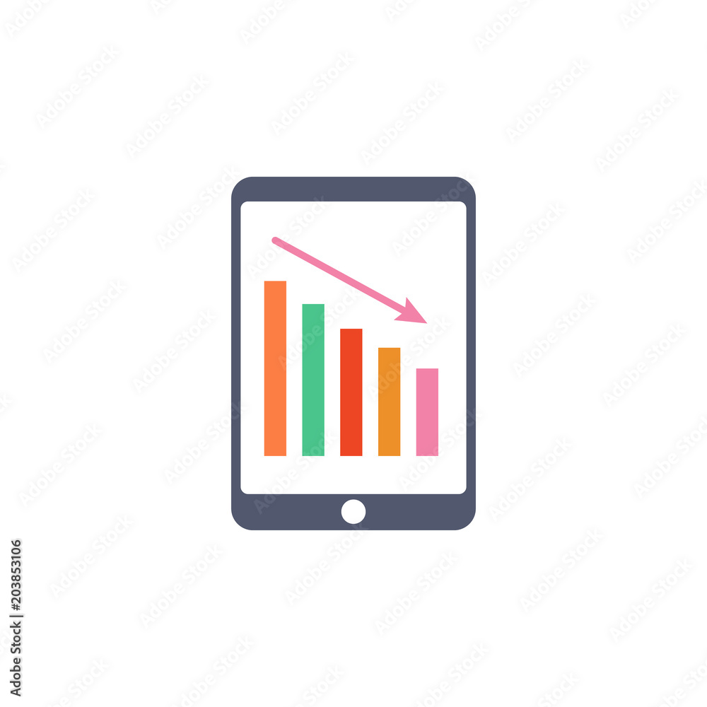 financial slump in the tablet colored icon. Element of bankings for mobile concept and web apps. Detailed financial slump in the tablet colored icon can be used for web financial slump in the tablet colored icon. Element of bankings for mobile concept and web apps. Detailed financial slump in the tablet colored icon can be used for web