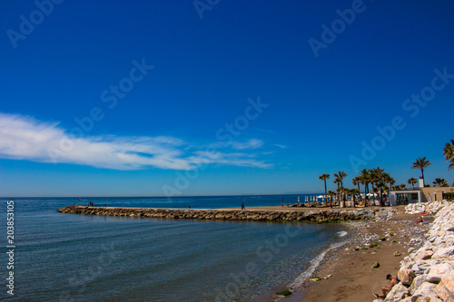 Beach. A sunny day on the beach of Marbella. Malaga province  Andalusia  Spain. Picture taken     3 may 2018.