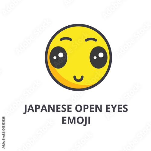japanese open eyes emoji vector line icon, sign, illustration on white background, editable strokes