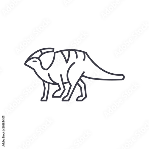 parasaurolophus vector line icon, sign, illustration on white background, editable strokes