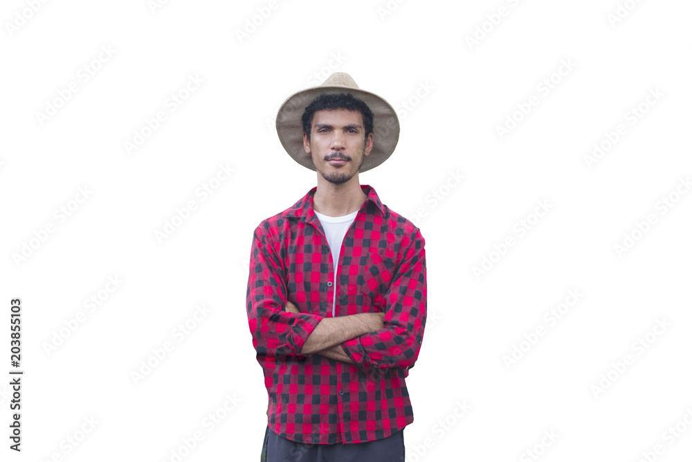Farmer with hat isolated on white background Farmer with hat isolated on white background