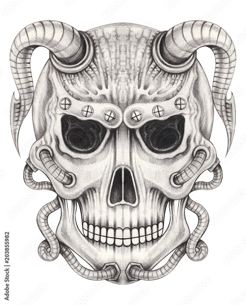 biomechanical skull art