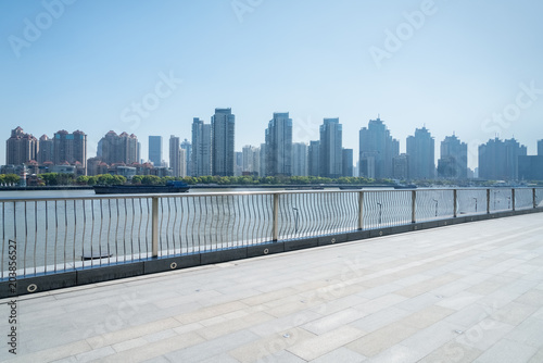 railings and granite brick floor