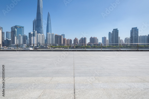 shanghai cityscape with empty floor