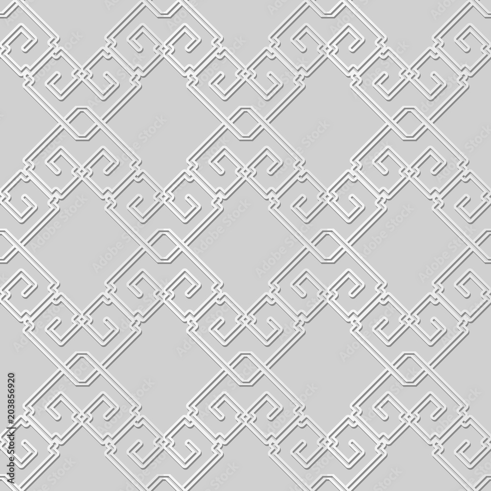 3D white paper art Check Square Cross Frame Spiral Chain Line 3D white paper art Check Square Cross Frame Spiral Chain Line