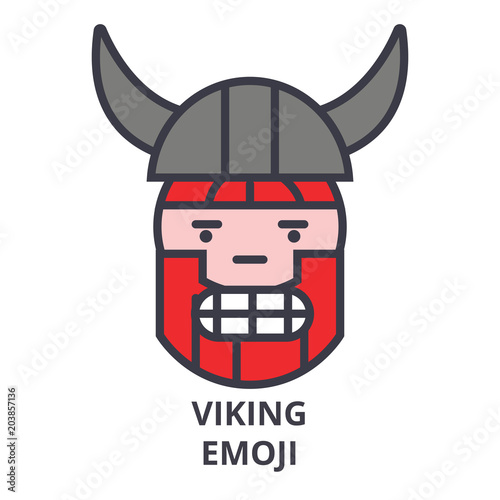 viking emoji vector line icon, sign, illustration on white background, editable strokes