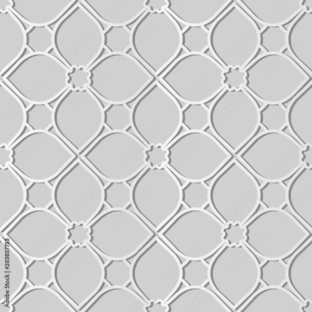 Fototapeta premium 3D white paper art Curve Cross Frame Flower Line