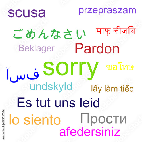 Colorful Sorry word in many languages background