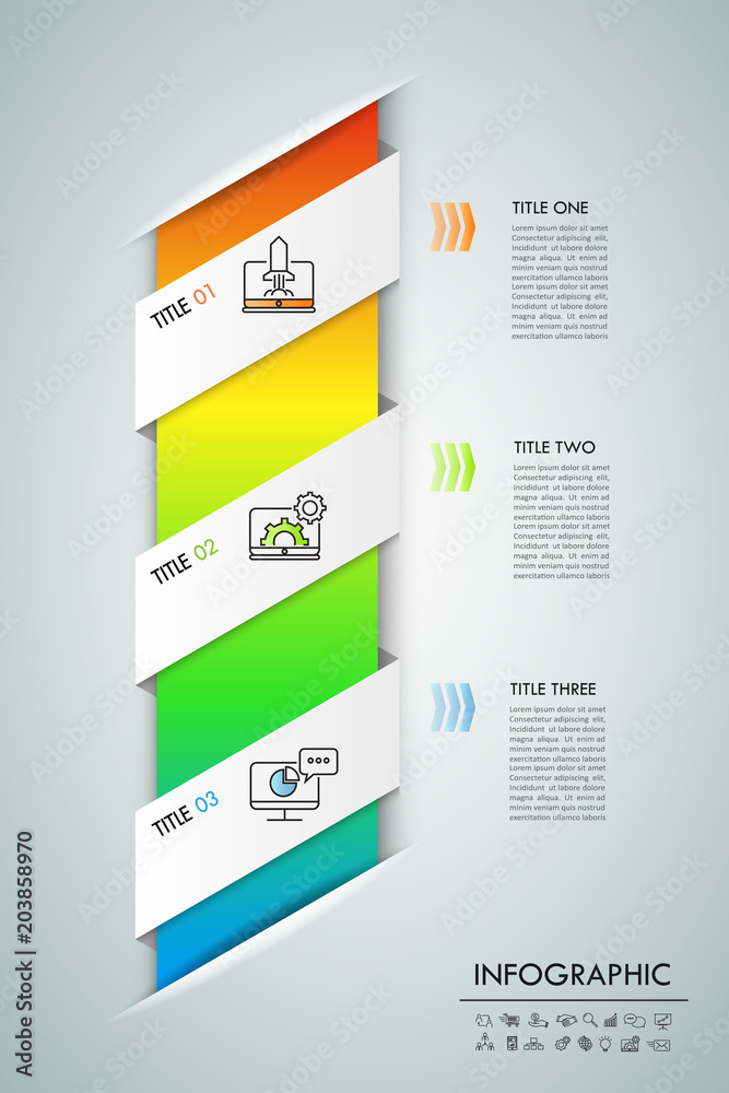 Design infographic template 3 options. Business concept can be used for workflow layout, diagram, number options, timeline, steps, demo infographic Design infographic template 3 options. Business concept can be used for workflow layout, diagram, number options, timeline, steps, demo infographic